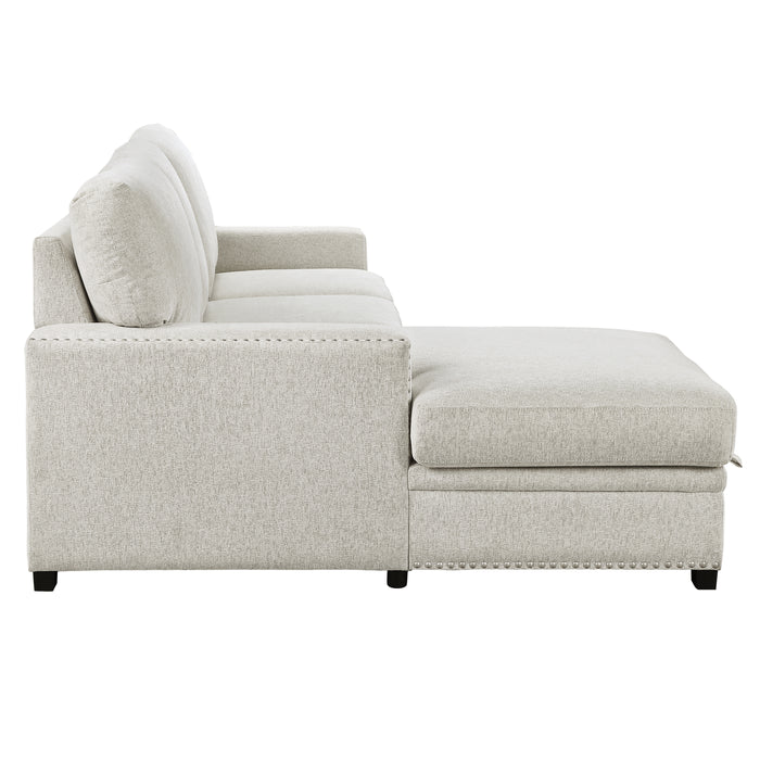 Morelia 2-Piece Sectional with Pull-out Bed and Left Chaise with Hidden Storage in Beige - 9468BE*2LC2R