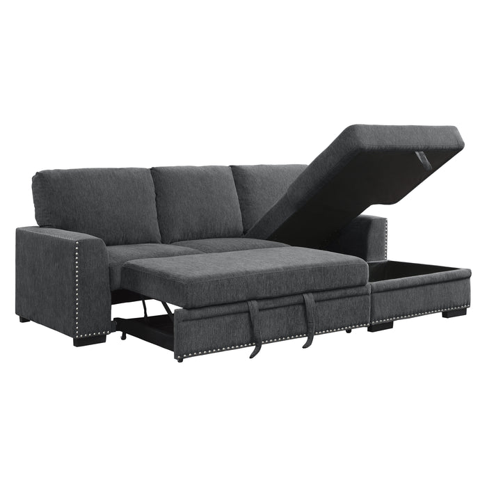 Morelia 2-Piece Sectional with Pull-out Bed and Right Chaise with Hidden Storage in Gray - 9468CC*2RC2L