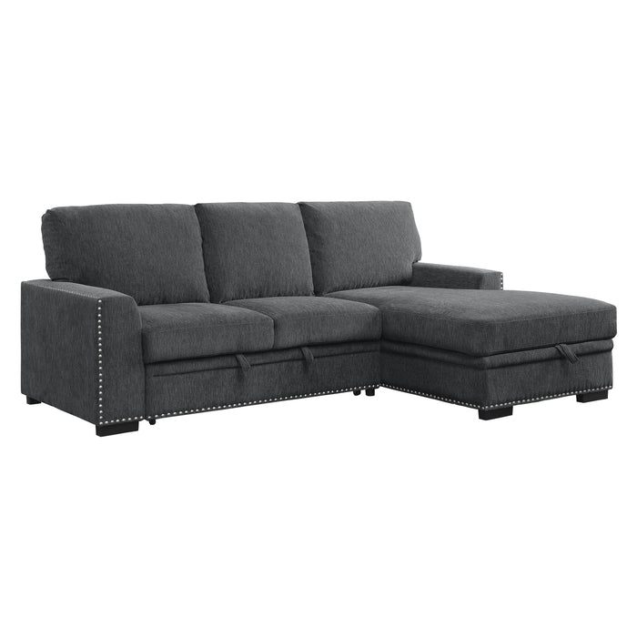 Morelia 2-Piece Sectional with Pull-out Bed and Right Chaise with Hidden Storage in Gray - 9468CC*2RC2L