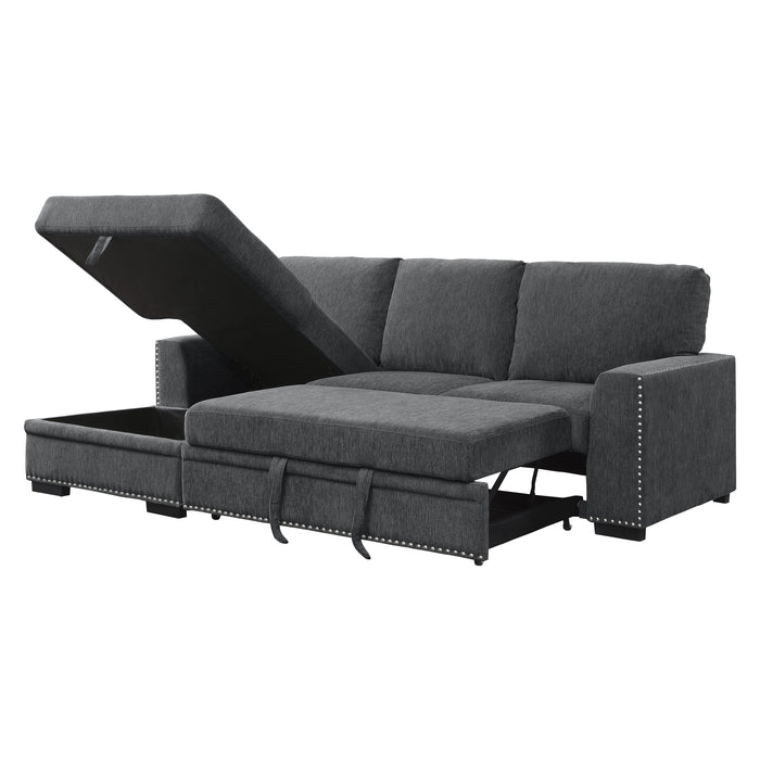 Morelia 2-Piece Sectional with Pull-out Bed and Left Chaise with Hidden Storage in Gray - 9468CC*2LC2R