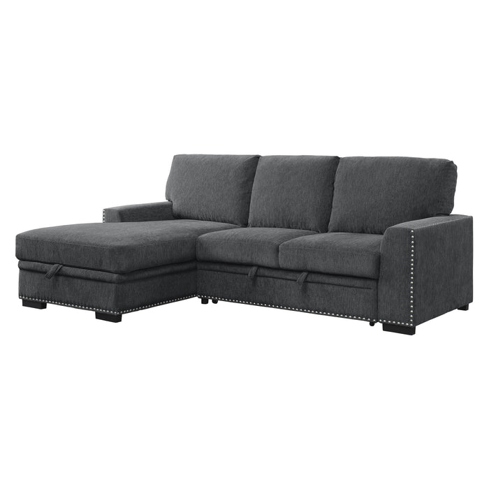 Morelia 2-Piece Sectional with Pull-out Bed and Left Chaise with Hidden Storage in Gray - 9468CC*2LC2R