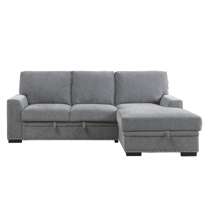 Morelia 2-Piece Sectional with Pull-out Bed and Right Chaise with Hidden Storage in Gray - 9468DG*2RC2L image