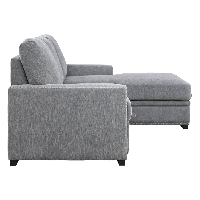 Morelia 2-Piece Sectional with Pull-out Bed and Right Chaise with Hidden Storage in Gray - 9468DG*2RC2L