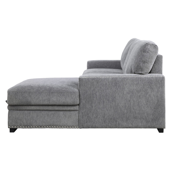 Morelia 2-Piece Sectional with Pull-out Bed and Right Chaise with Hidden Storage in Gray - 9468DG*2RC2L