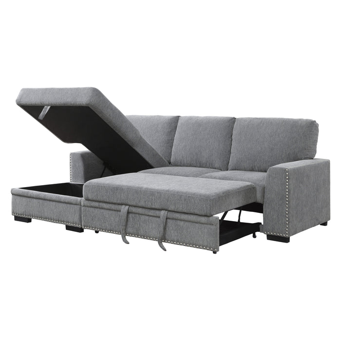 Morelia 2-Piece Sectional with Pull-out Bed and Left Chaise with Hidden Storage in Gray - 9468DG*2LC2R