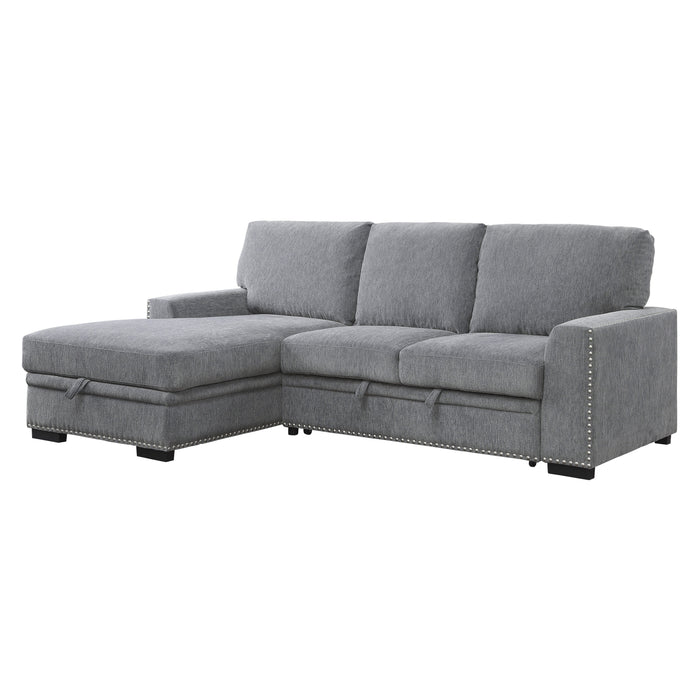 Morelia 2-Piece Sectional with Pull-out Bed and Left Chaise with Hidden Storage in Gray - 9468DG*2LC2R