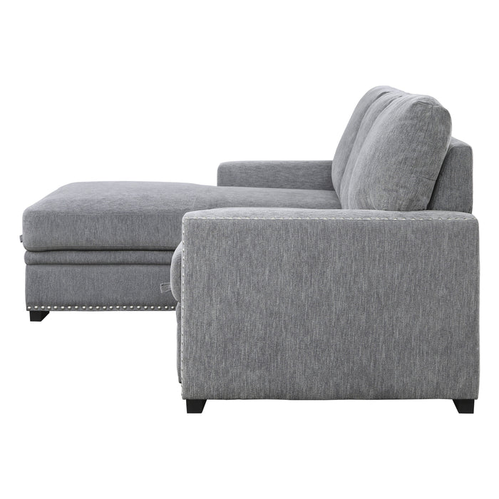 Morelia 2-Piece Sectional with Pull-out Bed and Left Chaise with Hidden Storage in Gray - 9468DG*2LC2R