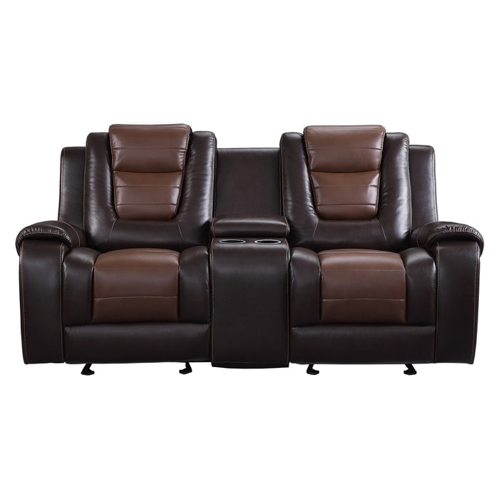 Briscoe Double Glider Reclining Loveseat with Center Console in Brown - 9470BR-2 image