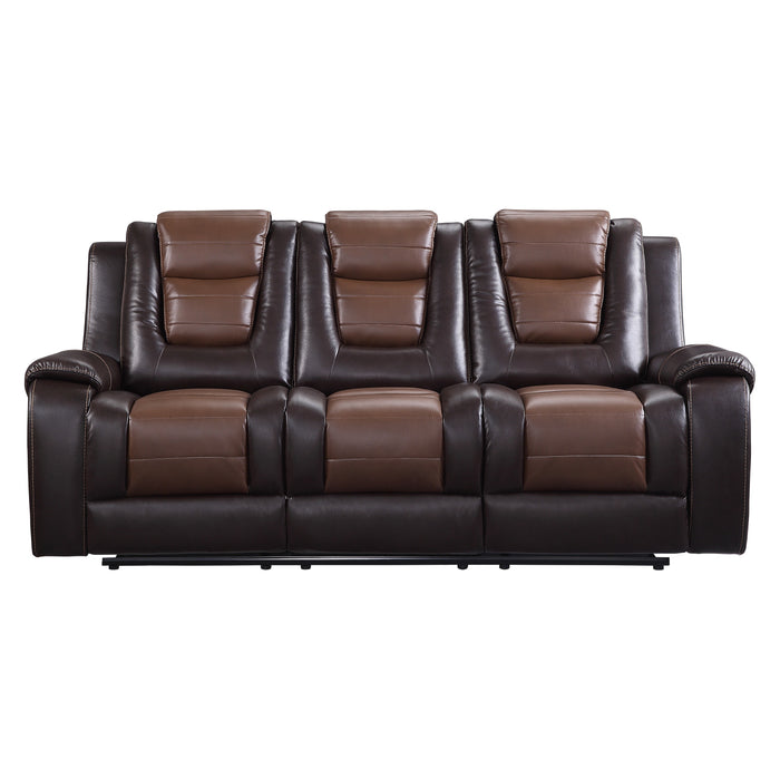 Briscoe Double Reclining Sofa with Center Drop-Down Cup Holders in Brown - 9470BR-3 image