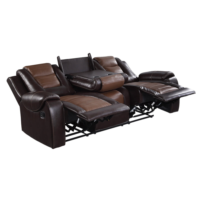 Briscoe Double Reclining Sofa with Center Drop-Down Cup Holders in Brown - 9470BR-3