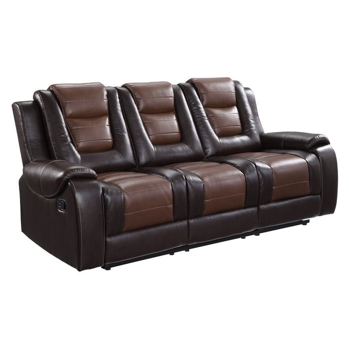 Briscoe Double Reclining Sofa with Center Drop-Down Cup Holders in Brown - 9470BR-3