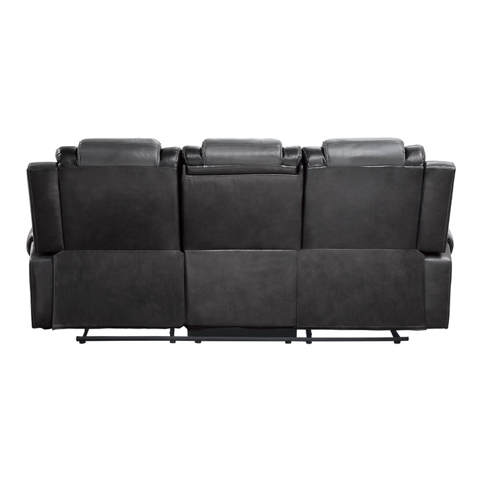 Briscoe Double Reclining Sofa with Center Drop-Down Cup Holders in Gray - 9470GY-3