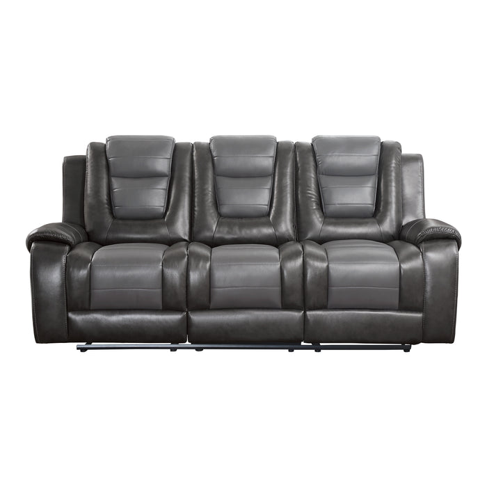 Briscoe Double Reclining Sofa with Center Drop-Down Cup Holders in Gray - 9470GY-3 image