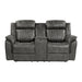 Centeroak Double Reclining Loveseat with Center Console in Gray/Brown - 9479BRG-2 image