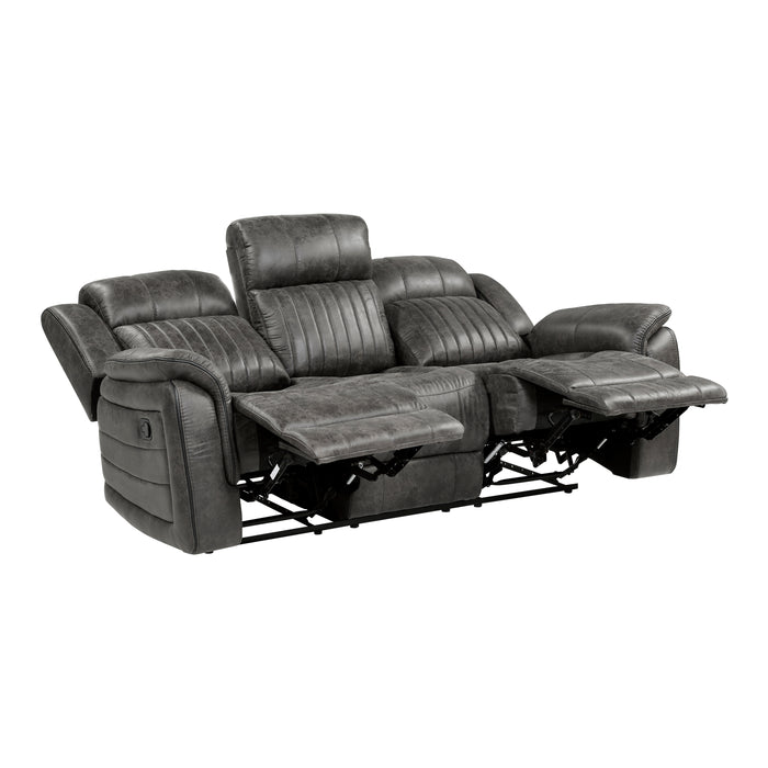 Centeroak Double Reclining Sofa in Brown/Gray - 9479BRG-3