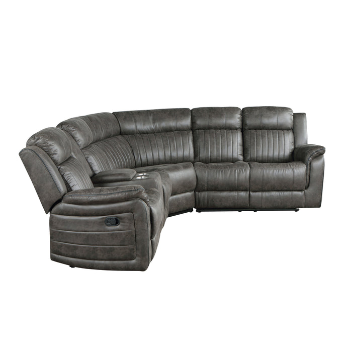 Centeroak 3-Piece Reclining Sectional with Left Console in Gray/Brown - 9479BRG*SC