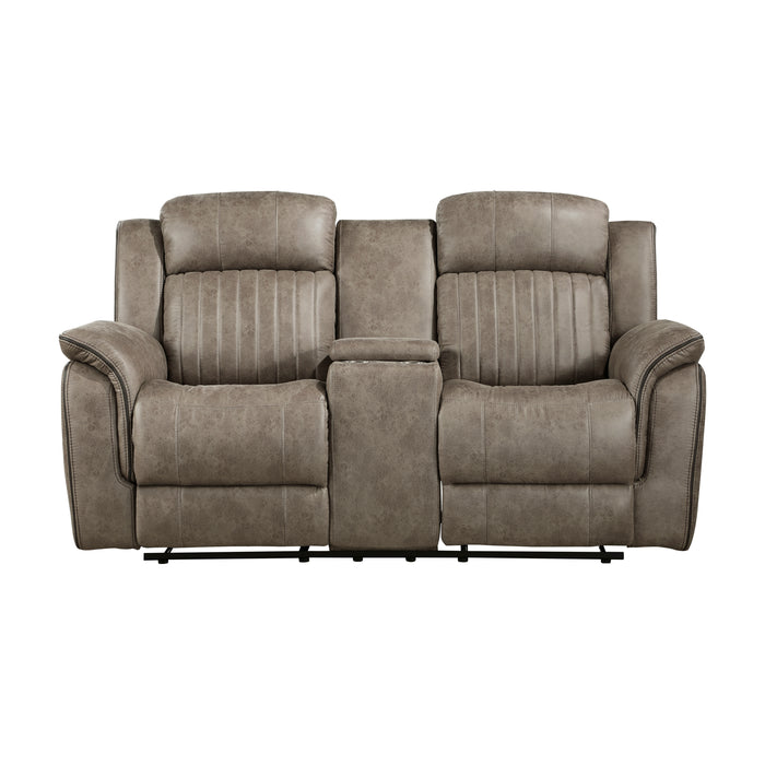 Centeroak Double Reclining Loveseat with Center Console in Brown - 9479SDB-2 image