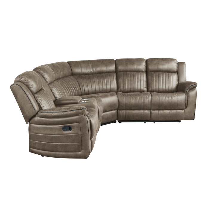 Centeroak 3-Piece Reclining Sectional with Left Console in Brown - 9479SDB*SC