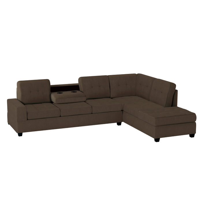 Maston 2-Piece Reversible Sectional with Drop-Down Cup Holders in Brown - 9507CHC*SC