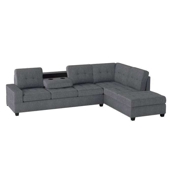 Maston 2-Piece Reversible Sectional with Drop-Down Cup Holders in Gray - 9507DGY*SC