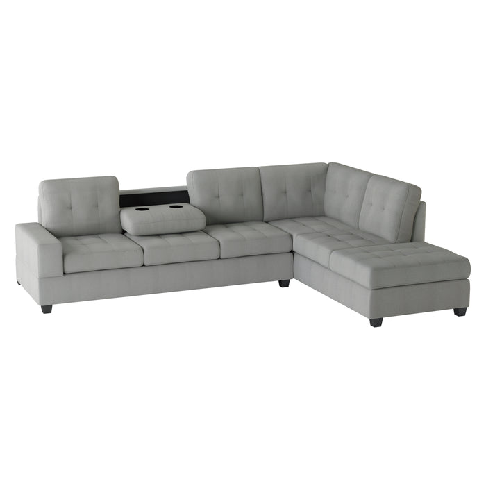 Maston 2-Piece Reversible Sectional with Drop-Down Cup Holders in Gray - 9507GRY*SC