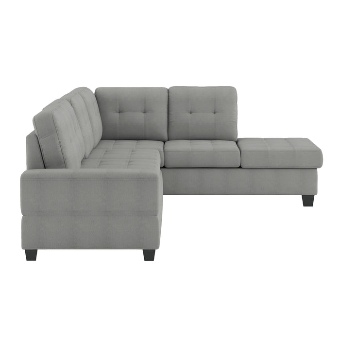 Maston 2-Piece Reversible Sectional with Drop-Down Cup Holders in Gray - 9507GRY*SC