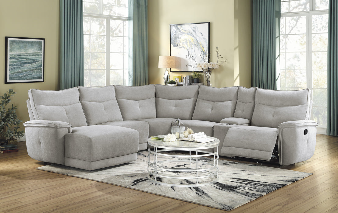 Tesoro 6-Piece Modular Reclining Sectional with Left Chaise in Gray - 9509MGY*65LRR