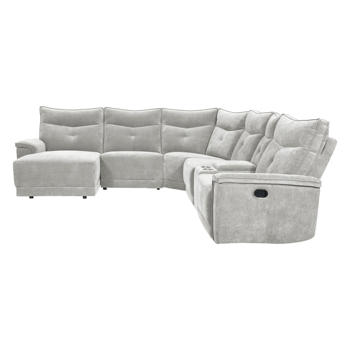 Tesoro 6-Piece Modular Reclining Sectional with Left Chaise in Gray - 9509MGY*65LRR