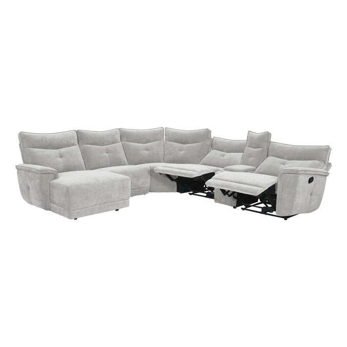 Tesoro 6-Piece Modular Reclining Sectional with Left Chaise in Gray - 9509MGY*65LRR