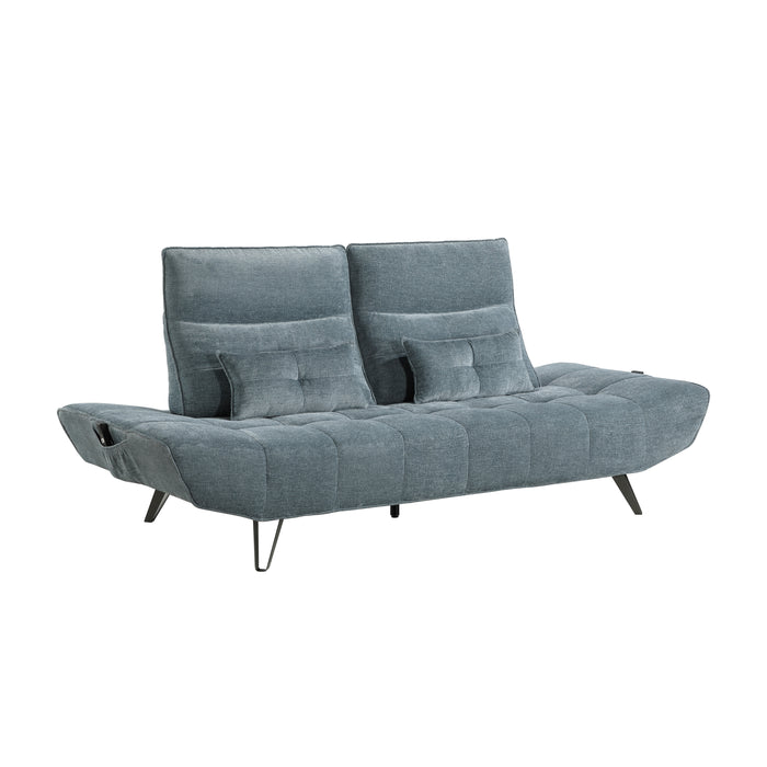 Quonsett Sofa with Power Adjustable Seat Depth and Manual Adjustable Headrests in Blue - 9556BUE-3PW