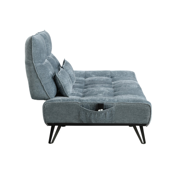 Quonsett Sofa with Power Adjustable Seat Depth and Manual Adjustable Headrests in Blue - 9556BUE-3PW