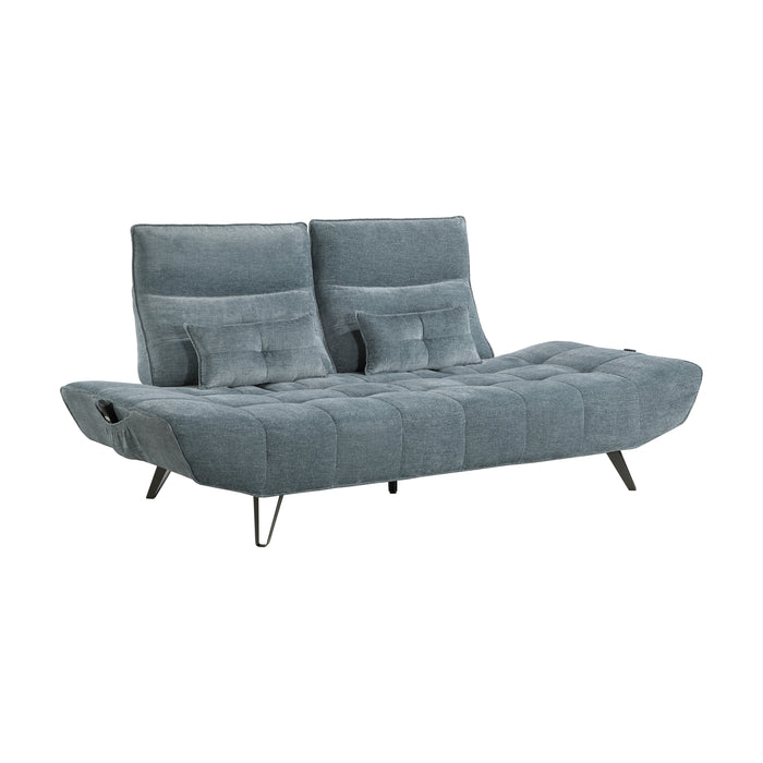 Quonsett Sofa with Power Adjustable Seat Depth and Manual Adjustable Headrests in Blue - 9556BUE-3PW