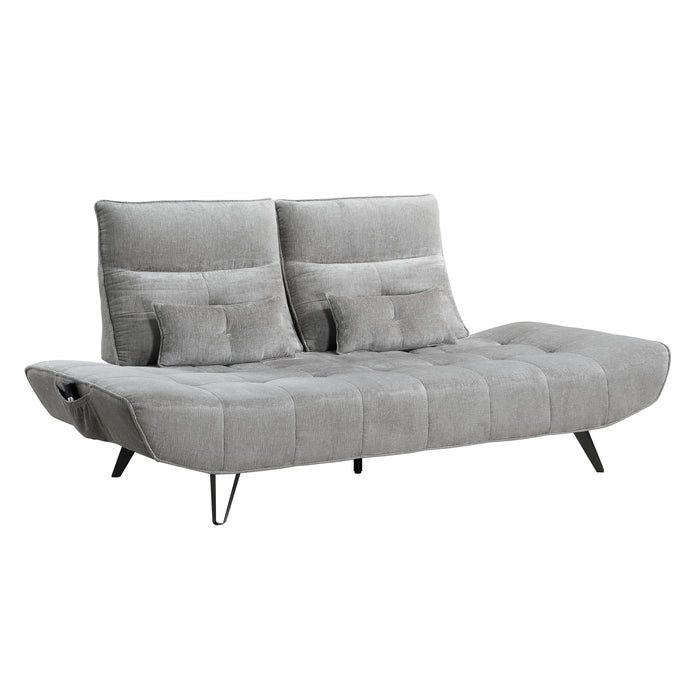 Quonsett Sofa with Power Adjustable Seat Depth and Manual Adjustable Headrests in Gray - 9556GRY-3PW