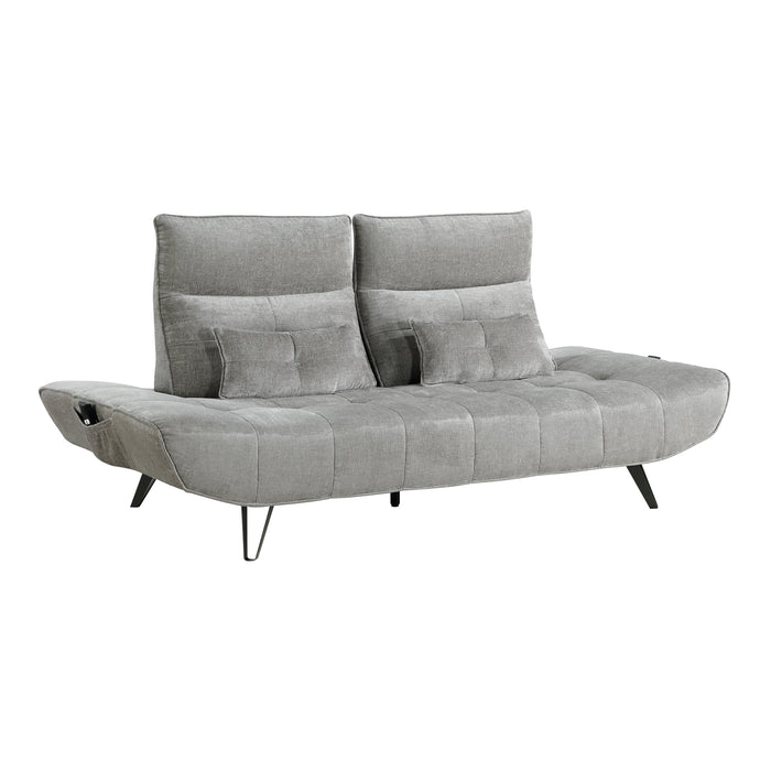 Quonsett Sofa with Power Adjustable Seat Depth and Manual Adjustable Headrests in Gray - 9556GRY-3PW