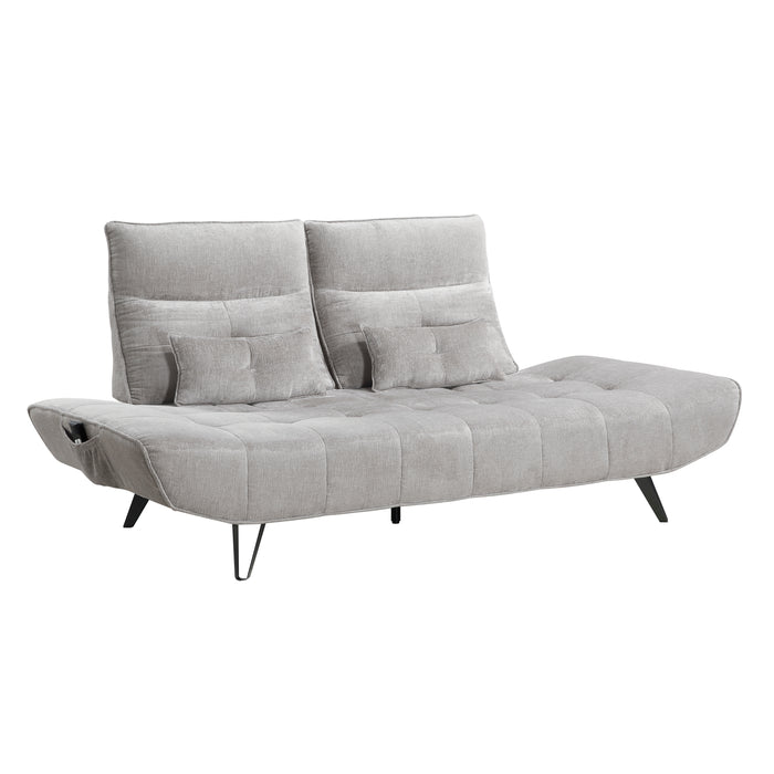 Quonsett Sofa with Power Adjustable Seat Depth and Manual Adjustable Headrests in Gray - 9556LGY-3PW