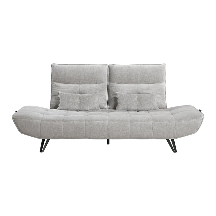 Quonsett Sofa with Power Adjustable Seat Depth and Manual Adjustable Headrests in Gray - 9556LGY-3PW