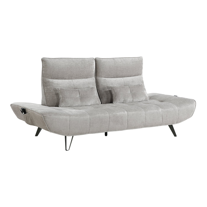 Quonsett Sofa with Power Adjustable Seat Depth and Manual Adjustable Headrests in Gray - 9556LGY-3PW