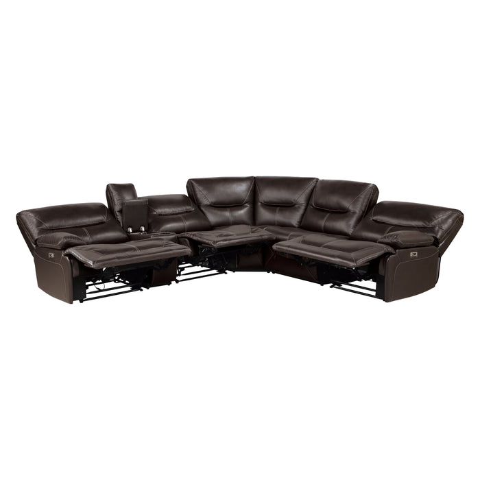 Dyersburg 6-Piece Power Reclining Sectional in Brown - 9579BRW*6LRRRPW