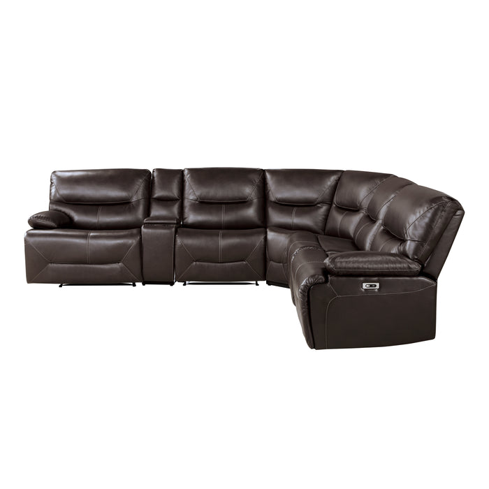 Dyersburg 6-Piece Power Reclining Sectional in Brown - 9579BRW*6LRRRPW