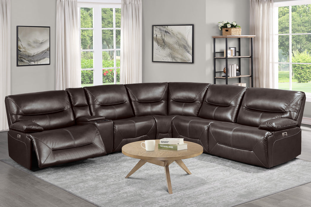 Dyersburg 6-Piece Power Reclining Sectional in Brown - 9579BRW*6LRRRPW