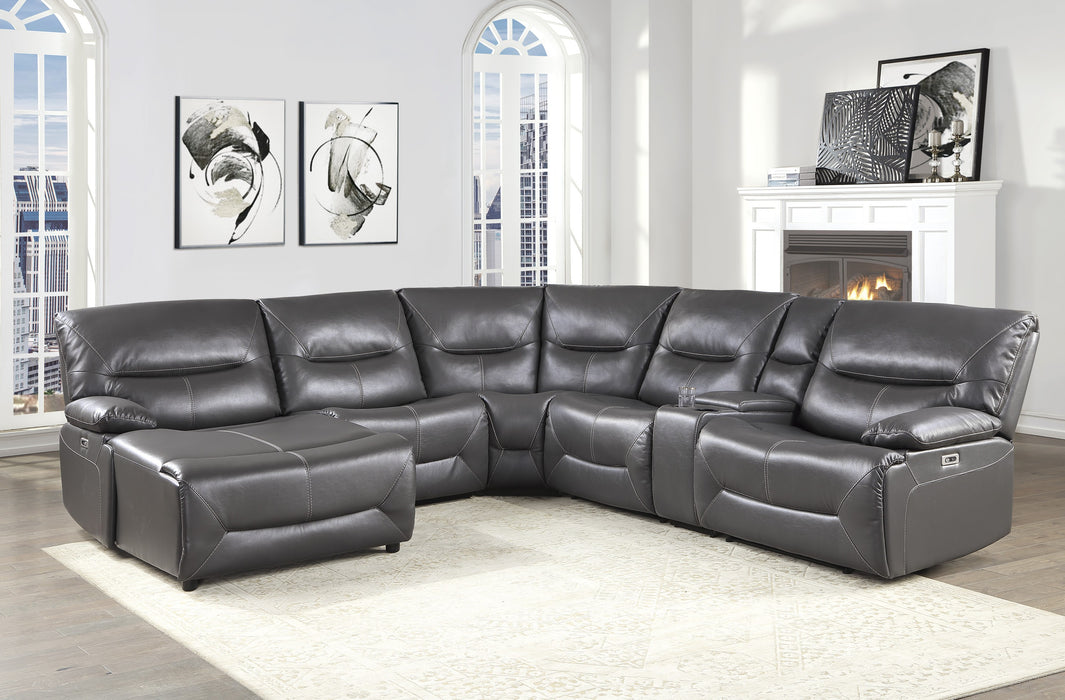 Dyersburg 6-Piece Power Reclining Sectional with Left Chaise in Gray - 9579GRY*6LCRRPW