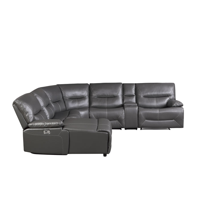 Dyersburg 6-Piece Power Reclining Sectional with Left Chaise in Gray - 9579GRY*6LCRRPW