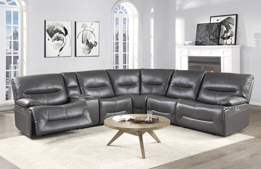 Dyersburg 6-Piece Power Reclining Sectional in Gray - 9579GRY*6LRRRPW