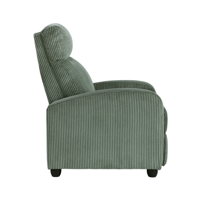 Parsons Push Back Reclining Chair in Green - 9588GRN-1PB