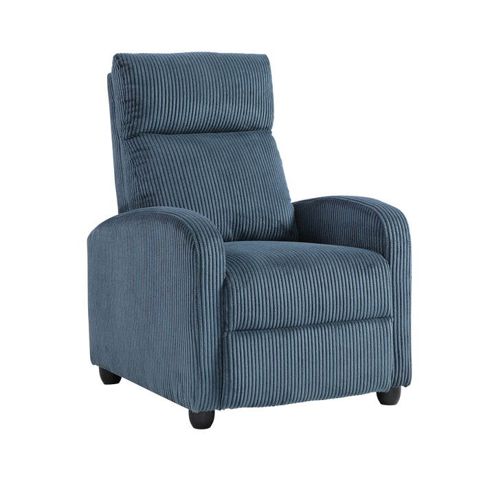 Parsons Push Back Reclining Chair in Blue - 9588MDN-1PB