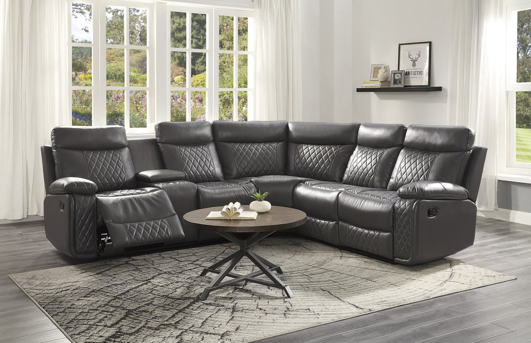 Socorro 3-Piece Reclining Sectional with Left Console in Gray - 9599GRY*SC