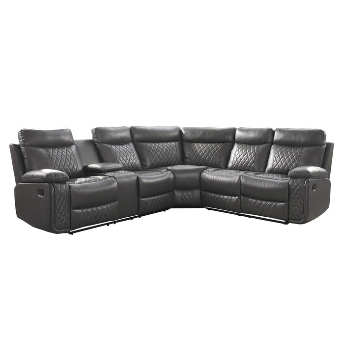 Socorro 3-Piece Reclining Sectional with Left Console in Gray - 9599GRY*SC image