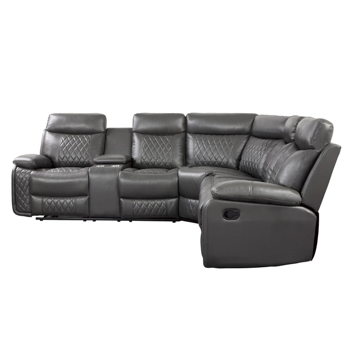 Socorro 3-Piece Reclining Sectional with Left Console in Gray - 9599GRY*SC