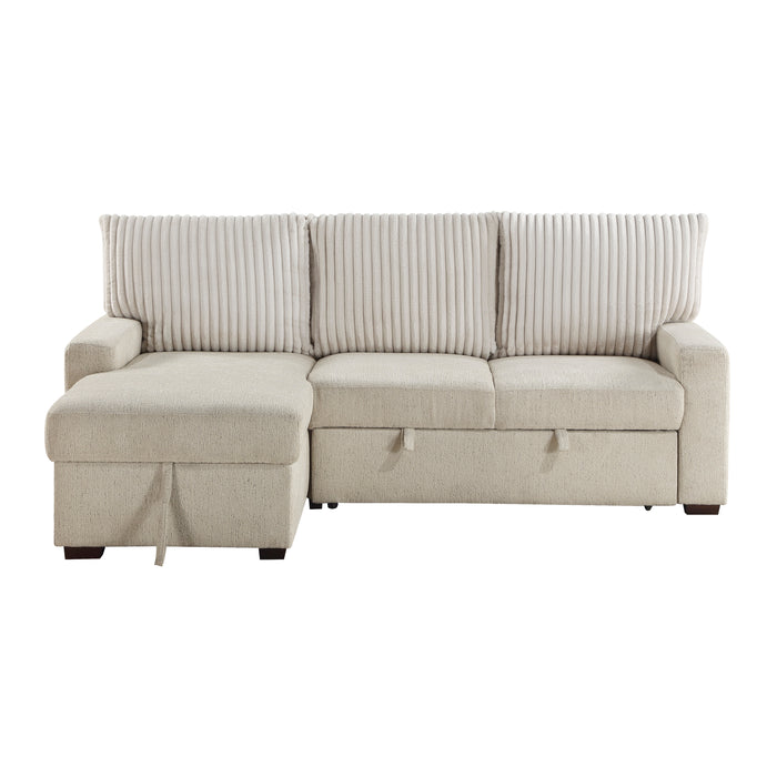 Gallatin 2-Piece Sectional with Left Chaise and Drop-Down Cup holders, Storage Pouch, Pull-out Bed and Hidden Storage in Beige - 9605BE*2LCRL image