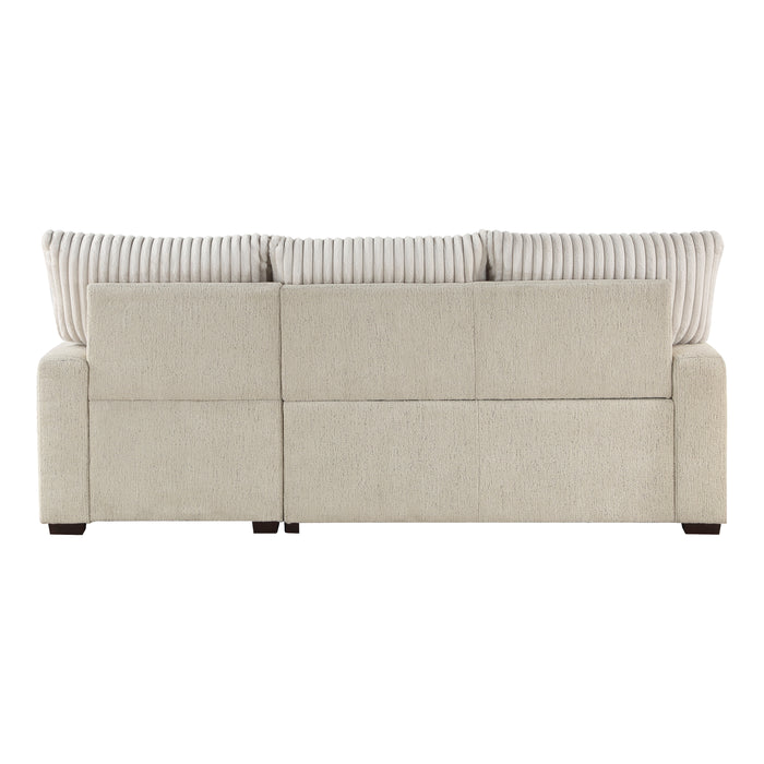 Gallatin 2-Piece Sectional with Right Chaise and Drop-Down Cup holders, Storage Pouch, Pull-out Bed and Hidden Storage in Beige - 9605BE*2LLRC